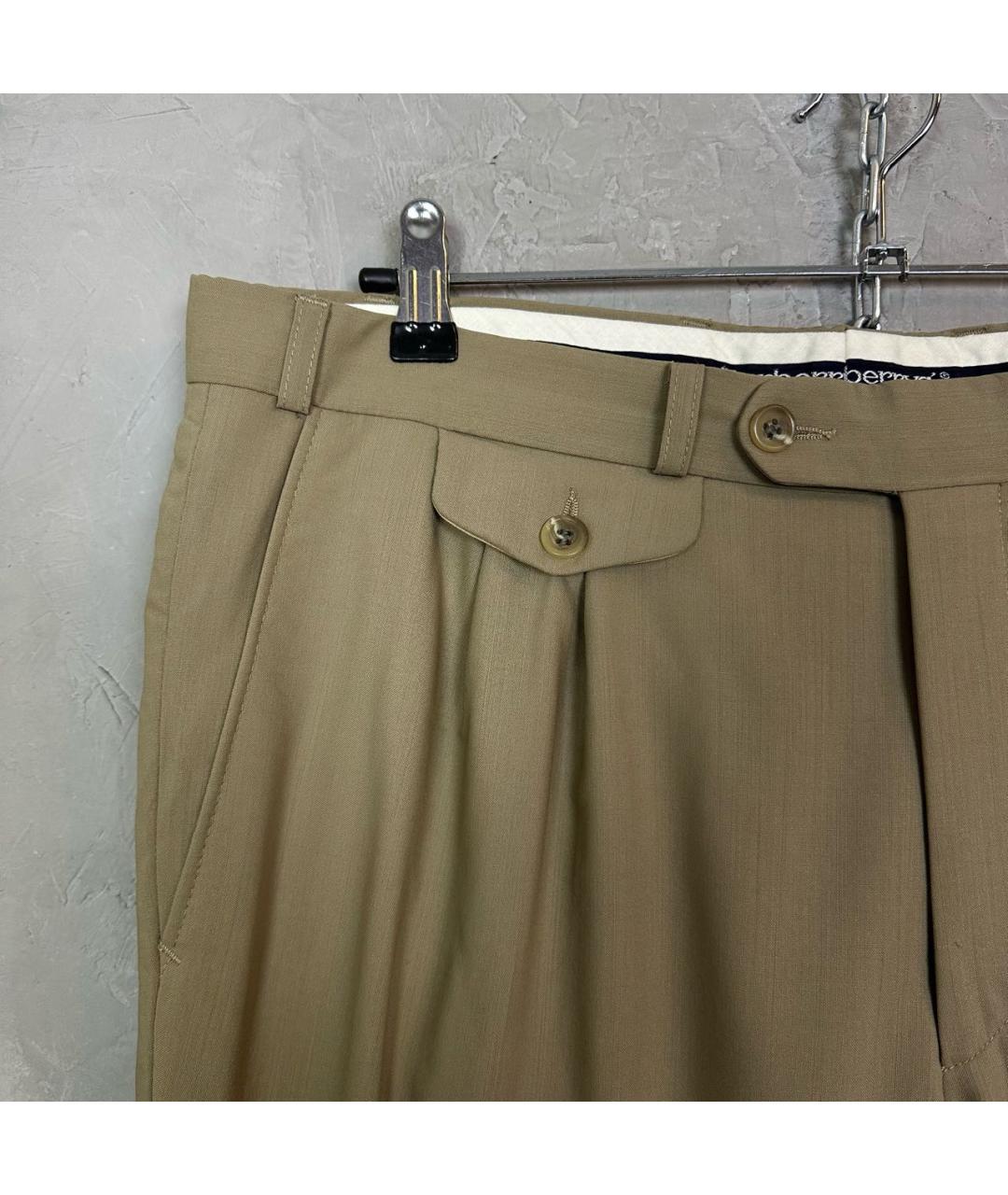 BURBERRY Бежевые шерстяные классические брюки, фото 5