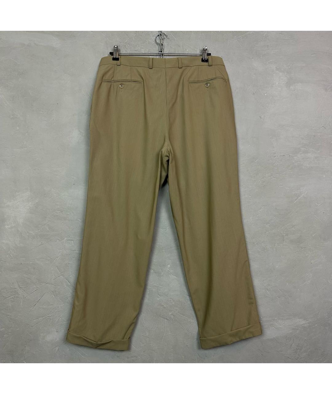 BURBERRY Бежевые шерстяные классические брюки, фото 2