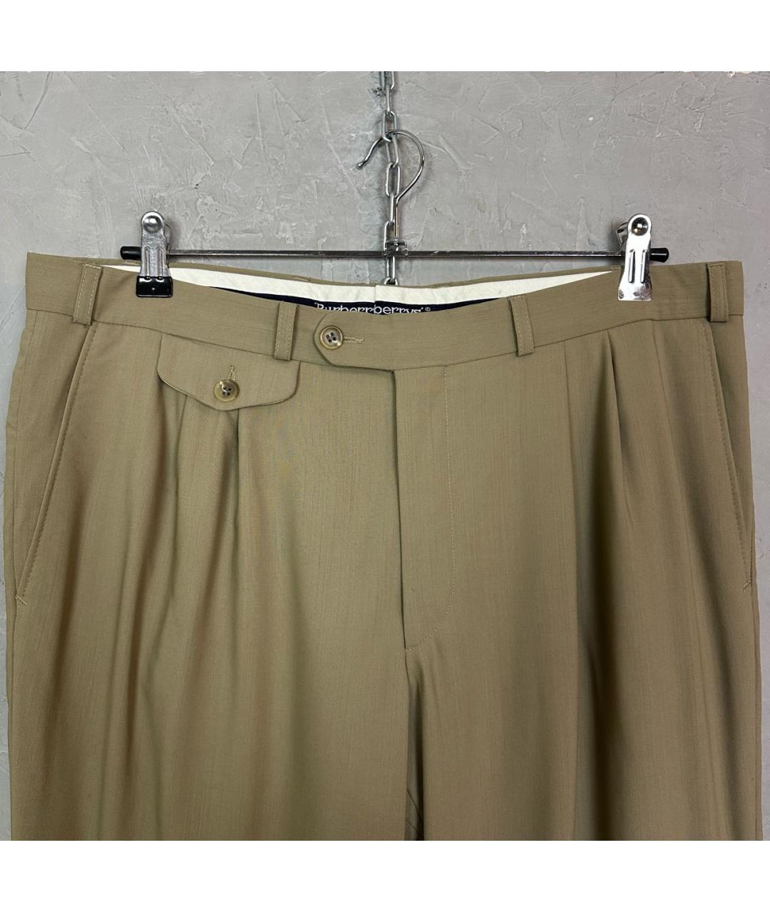 BURBERRY Бежевые шерстяные классические брюки, фото 4