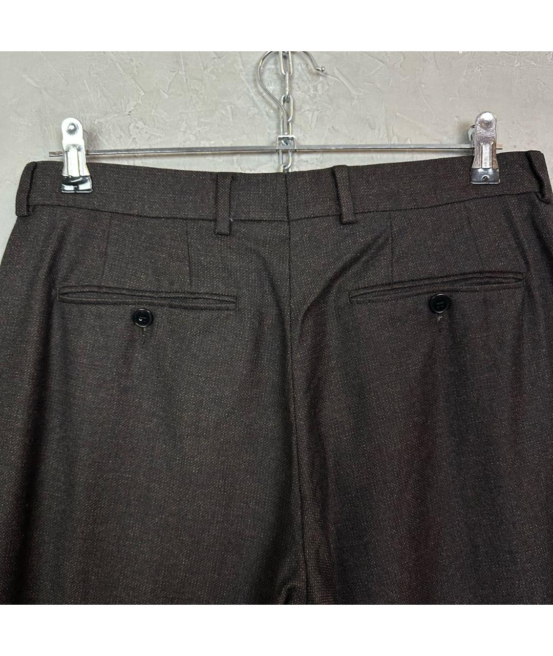 PAUL SMITH Коричневые шерстяные классические брюки, фото 3