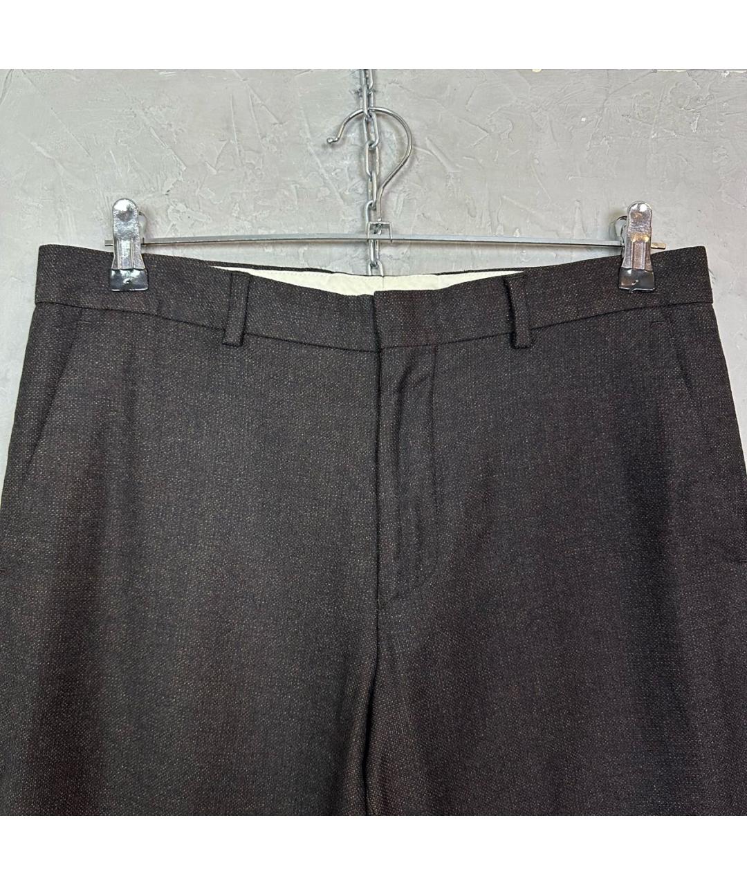 PAUL SMITH Коричневые шерстяные классические брюки, фото 4