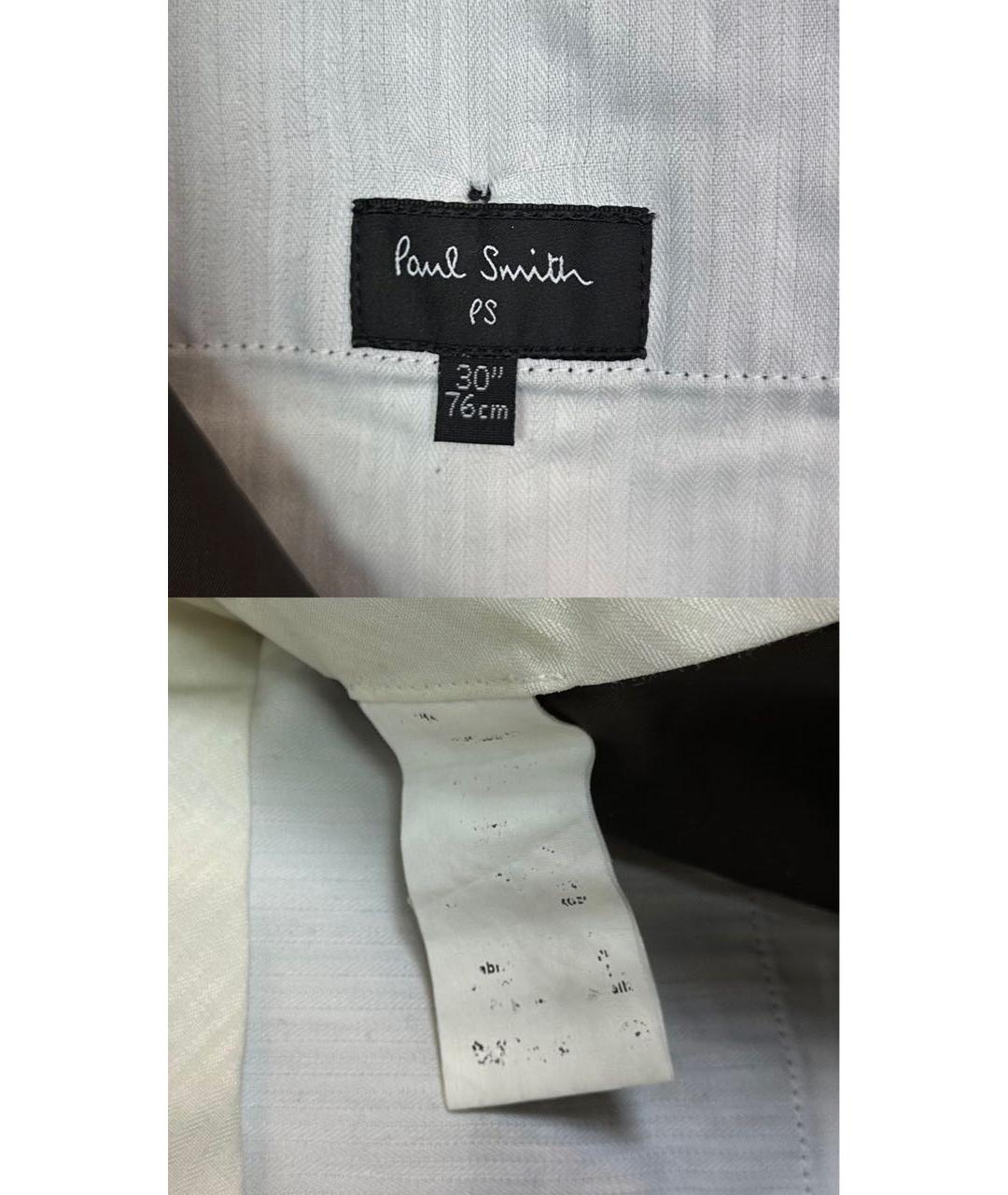 PAUL SMITH Коричневые шерстяные классические брюки, фото 7