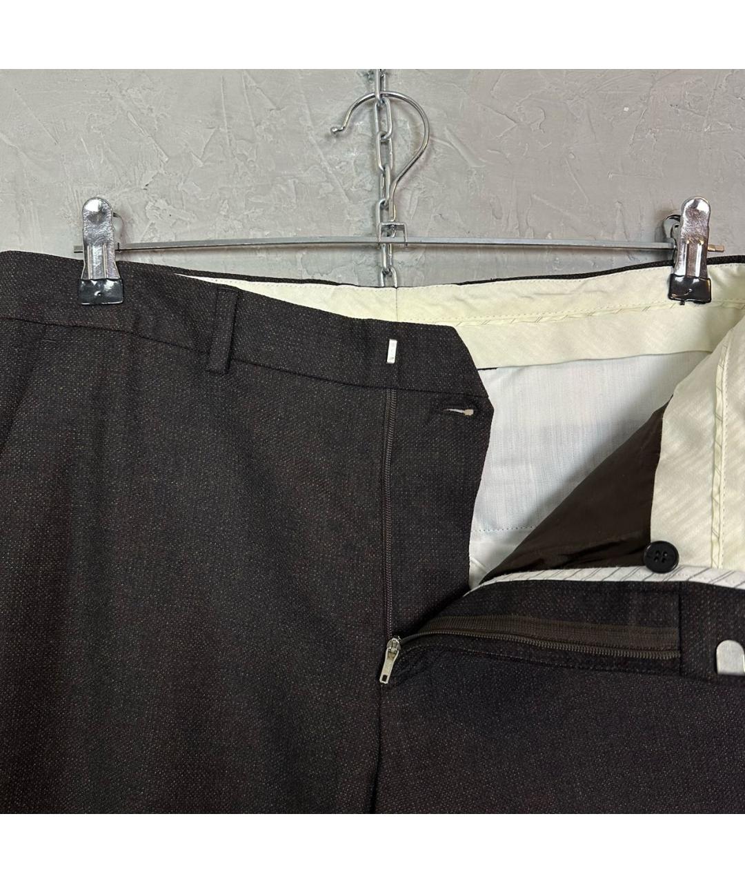 PAUL SMITH Коричневые шерстяные классические брюки, фото 6