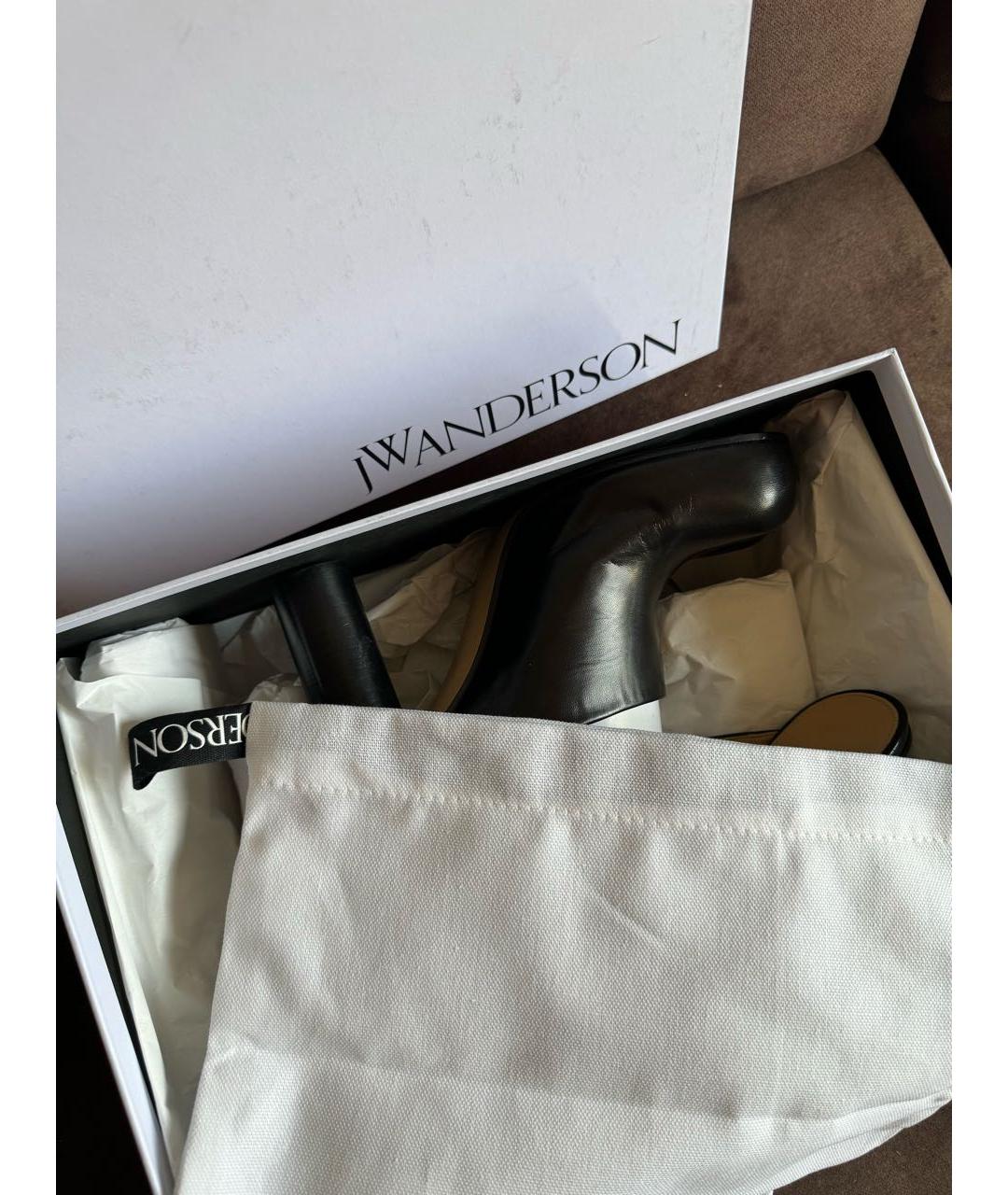 J.W.ANDERSON Черные кожаные мюли, фото 6