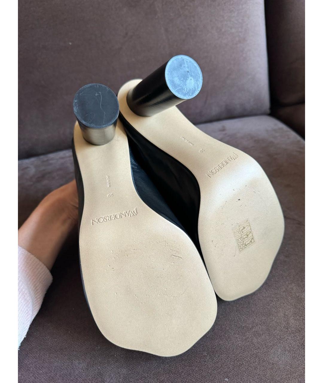 J.W.ANDERSON Черные кожаные мюли, фото 5