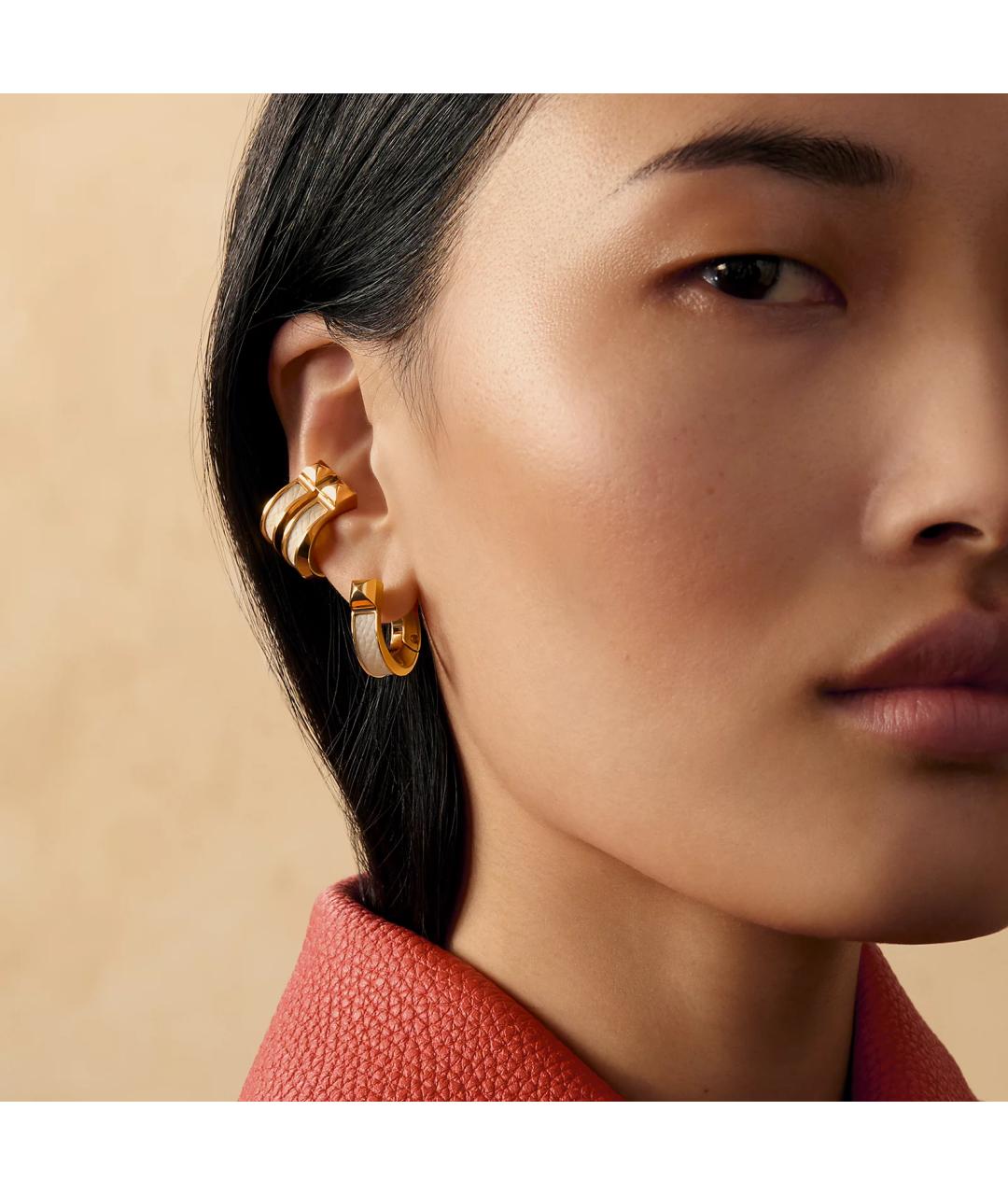 HERMES Золотые металлические серьги, фото 2