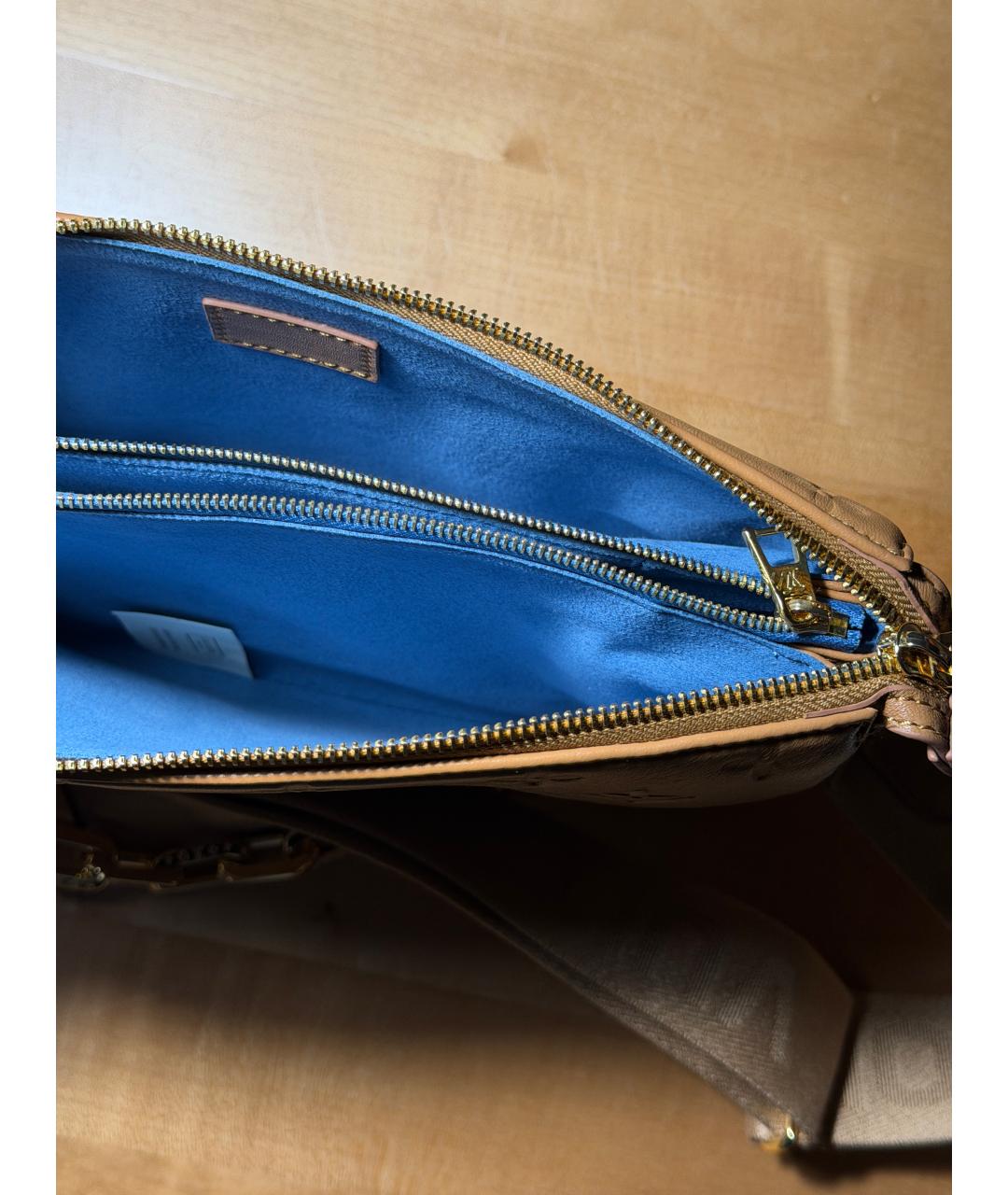 LOUIS VUITTON Бежевая кожаная сумка через плечо, фото 4