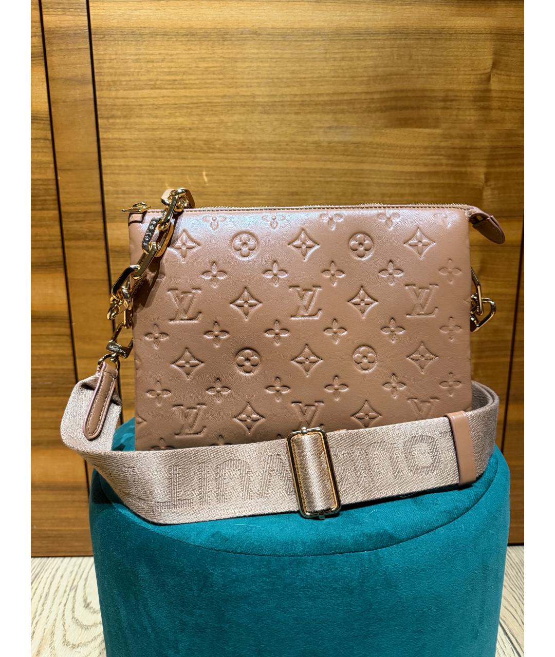 LOUIS VUITTON Бежевая кожаная сумка через плечо, фото 3