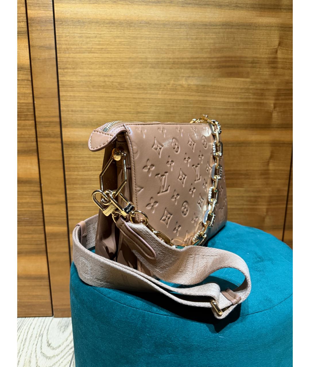 LOUIS VUITTON Бежевая кожаная сумка через плечо, фото 2