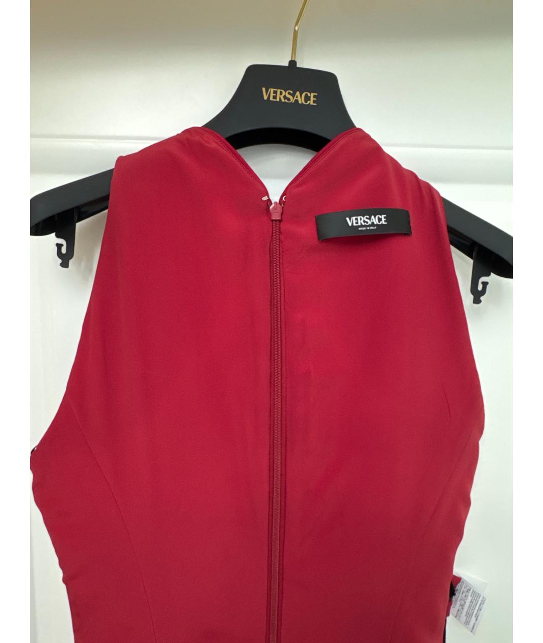 VERSACE Красное вискозное коктейльное платье, фото 3