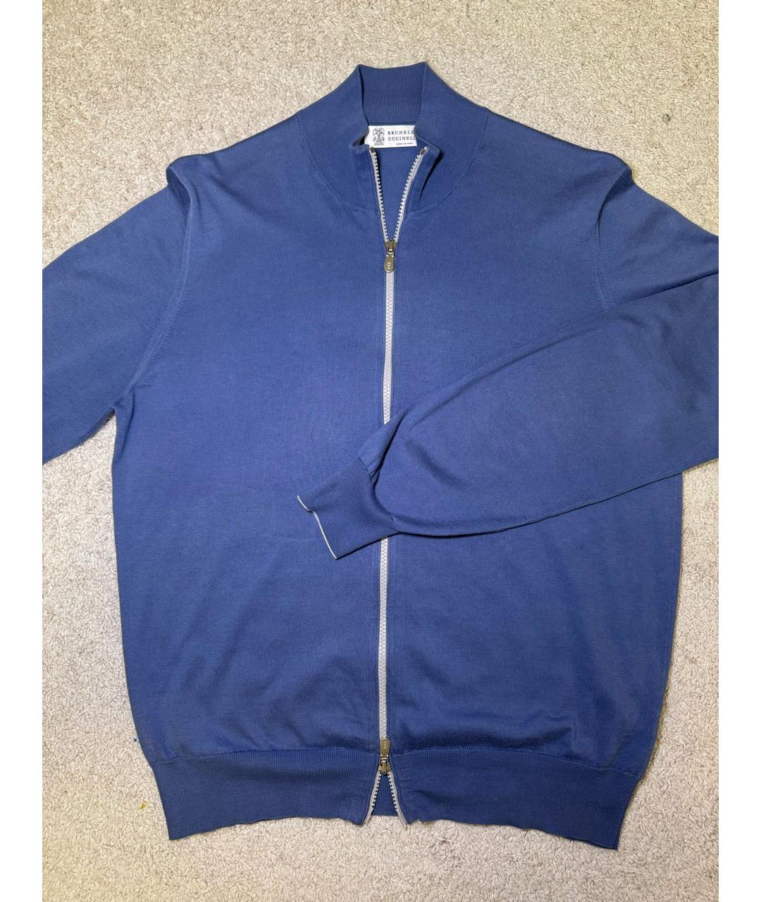 BRUNELLO CUCINELLI Голубой хлопковый кардиган, фото 9