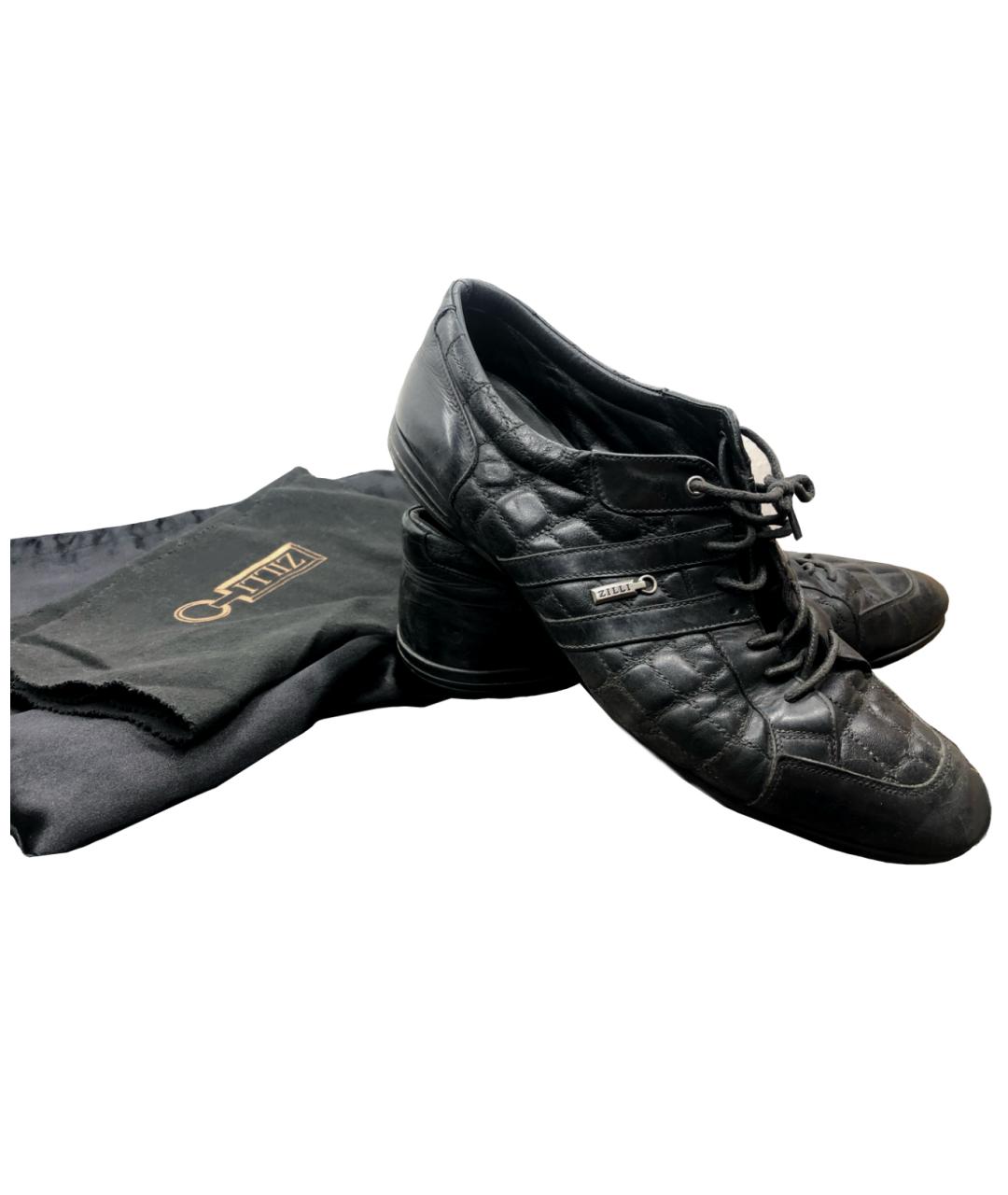 ZILLI Черные кожаные туфли, фото 5