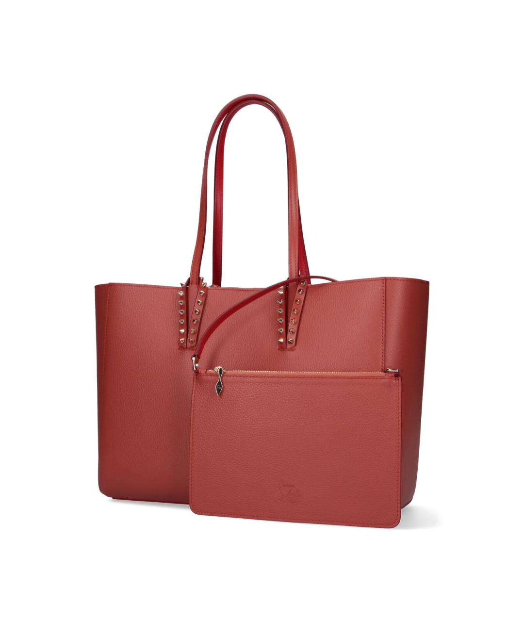 CHRISTIAN LOUBOUTIN Красная кожаная сумка тоут, фото 2