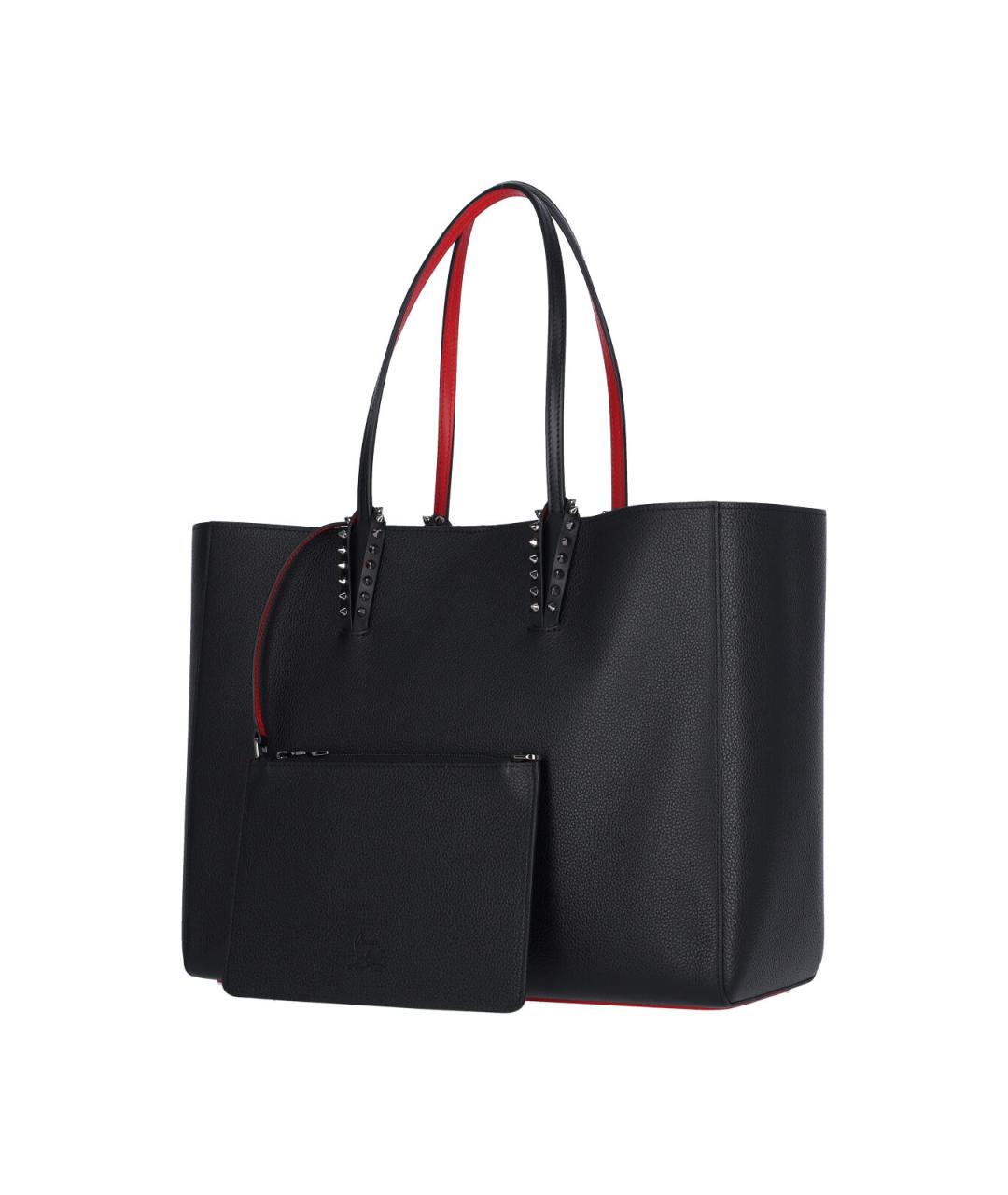 CHRISTIAN LOUBOUTIN Черная кожаная сумка тоут, фото 2