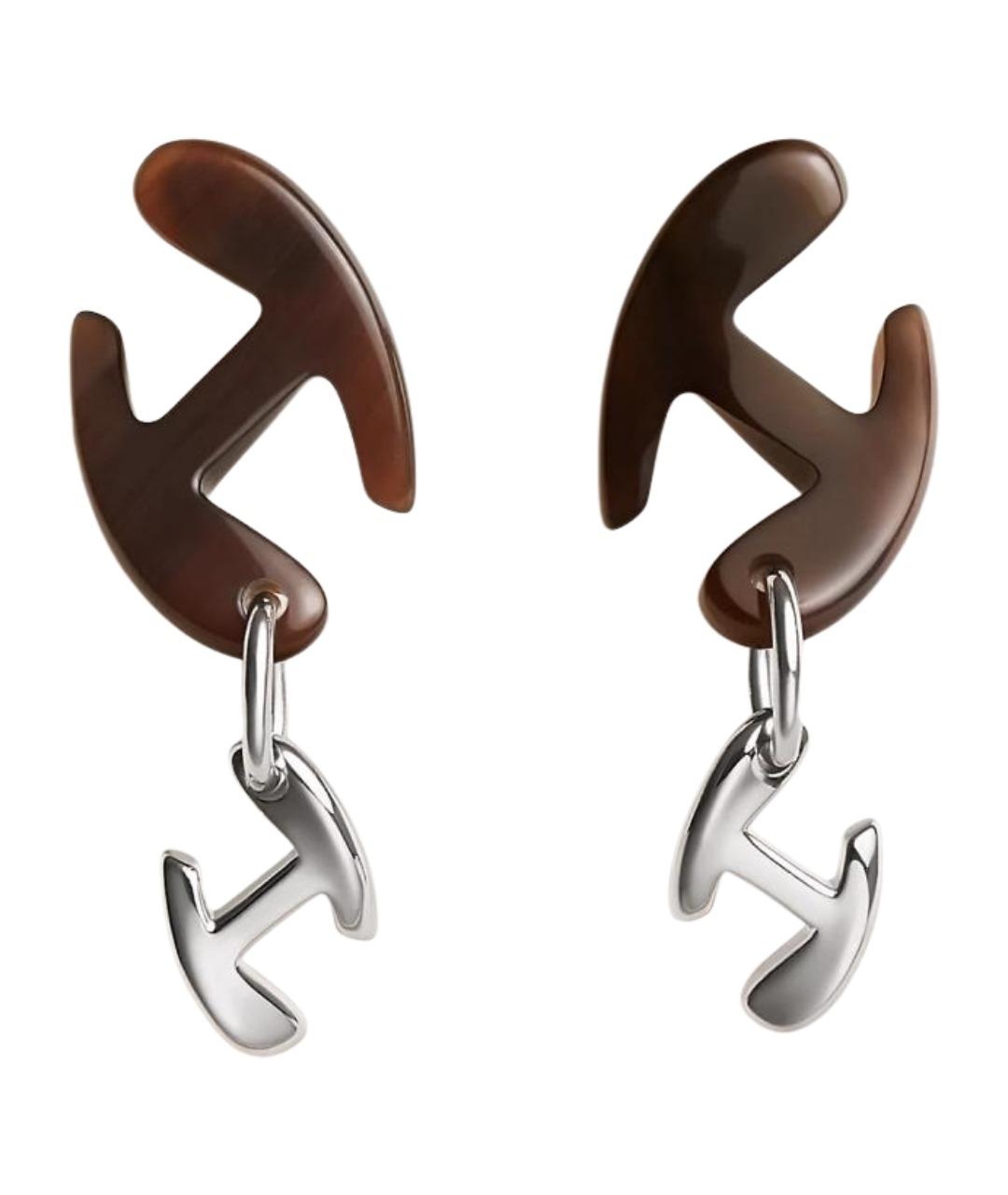 HERMES Коричневые металлические серьги, фото 1