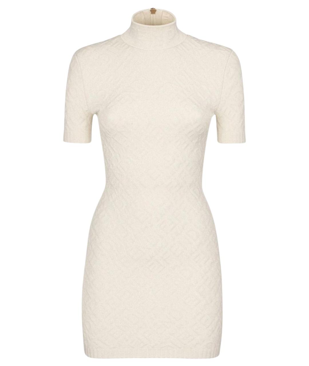 FENDI Белое вискозное повседневное платье, фото 1