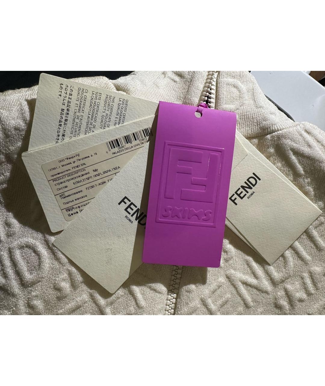 FENDI Белое вискозное повседневное платье, фото 4