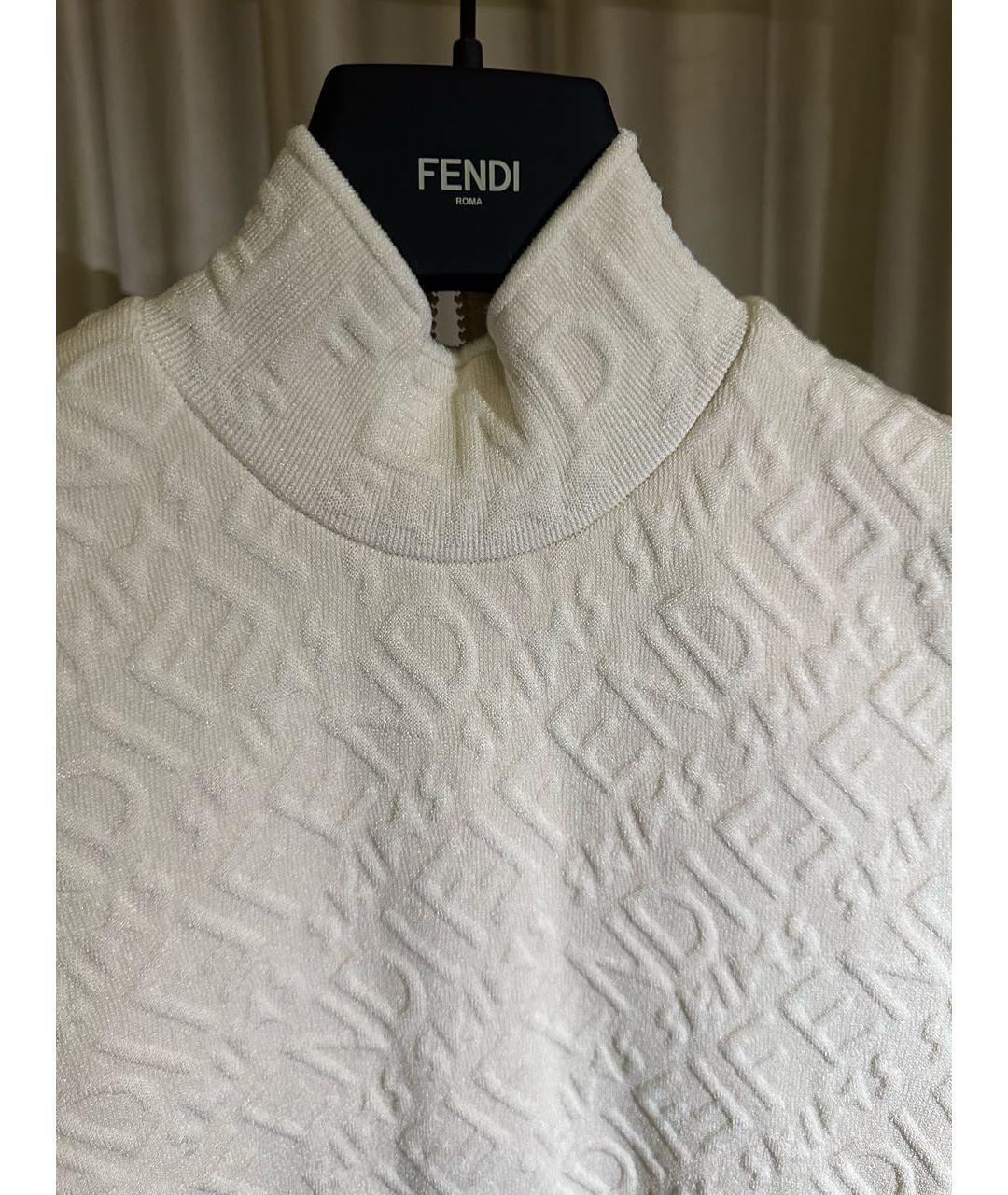 FENDI Белое вискозное повседневное платье, фото 5