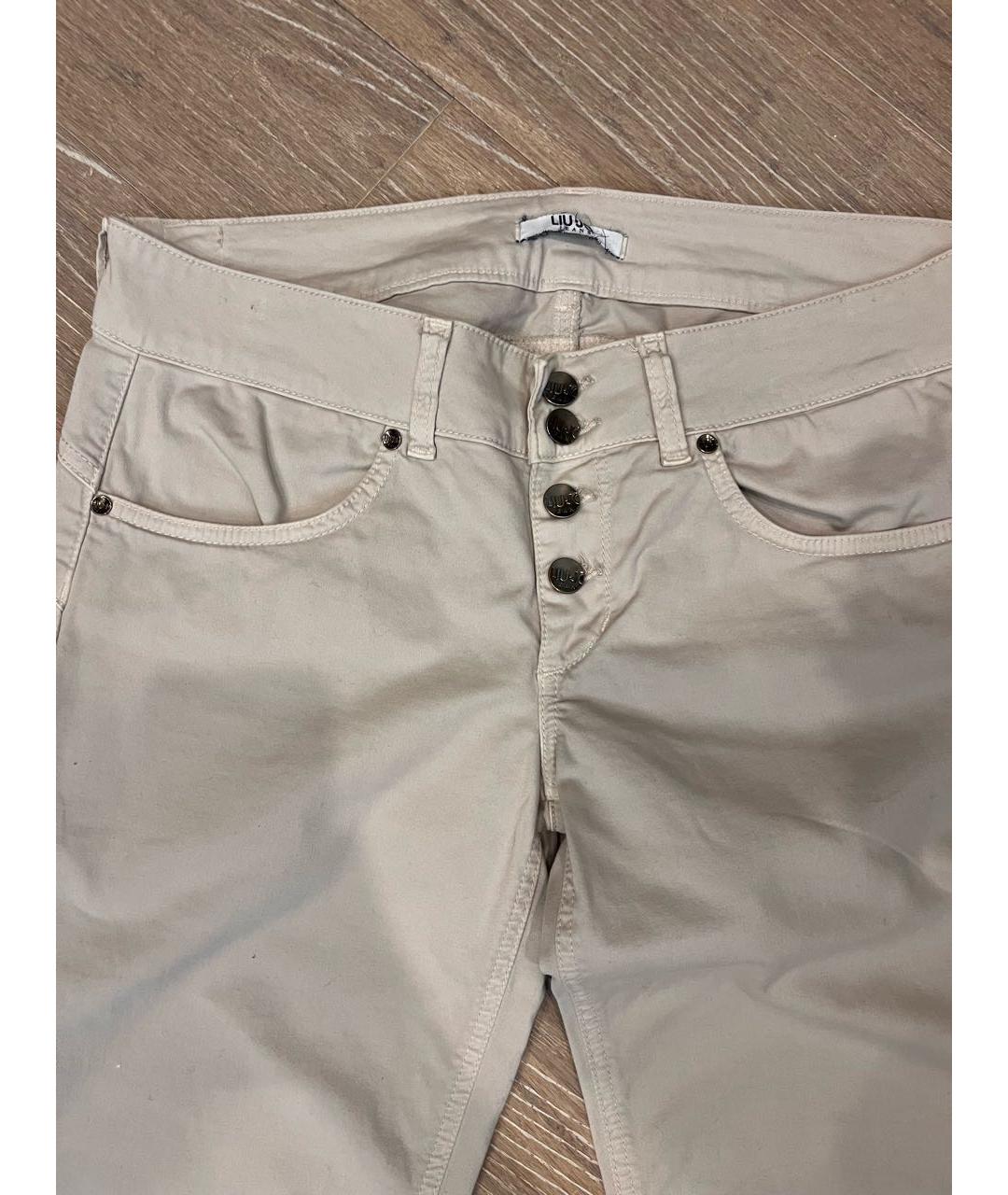 LIU JO Бежевые хлопко-эластановые джинсы слим, фото 4
