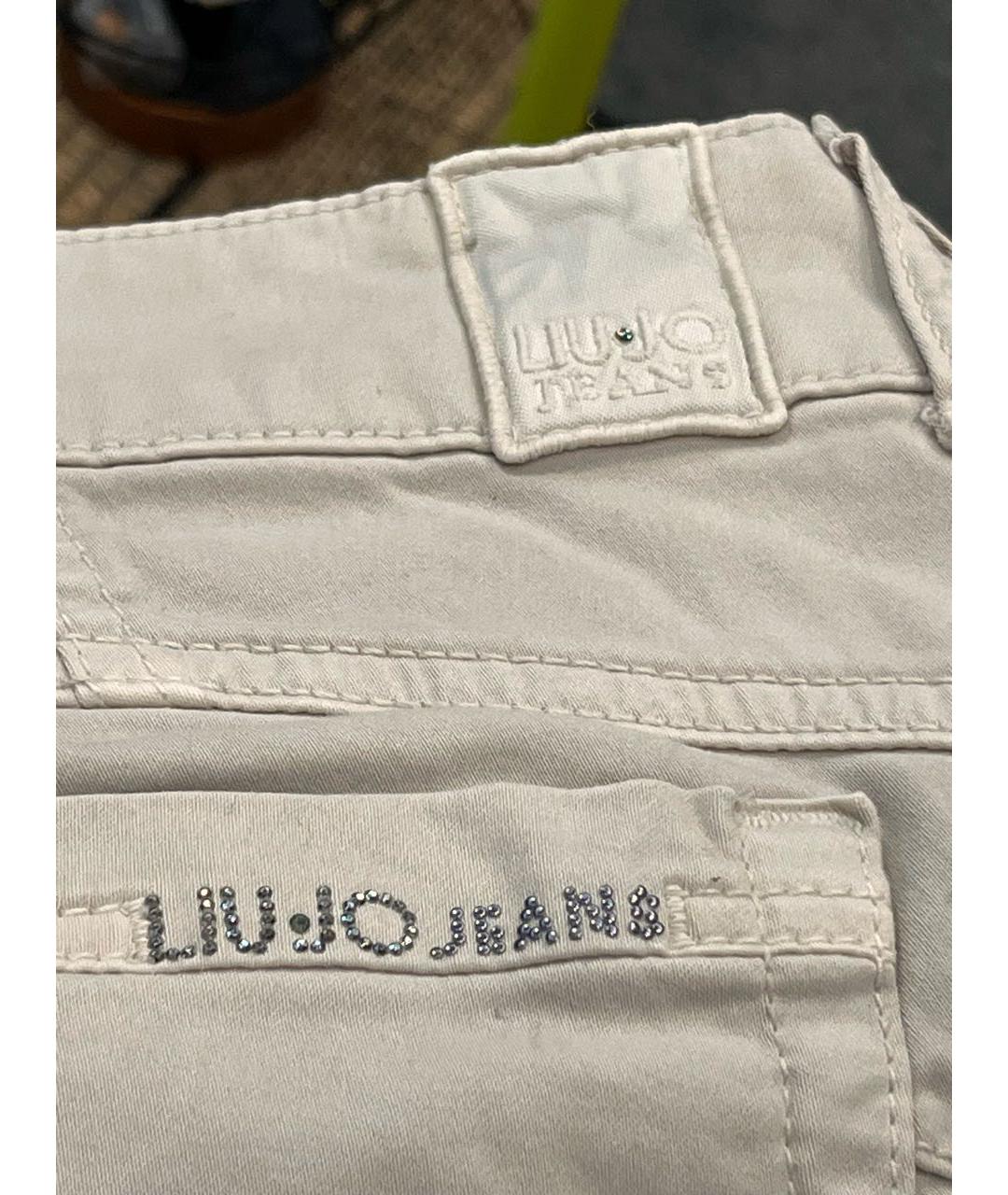 LIU JO Бежевые хлопко-эластановые джинсы слим, фото 8