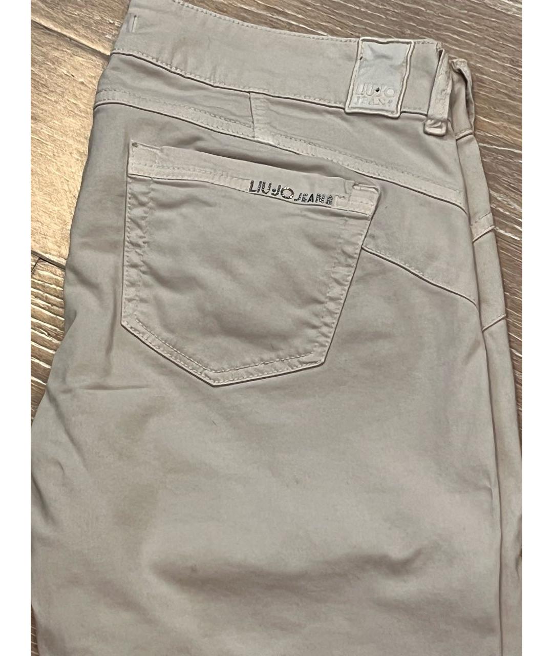 LIU JO Бежевые хлопко-эластановые джинсы слим, фото 7