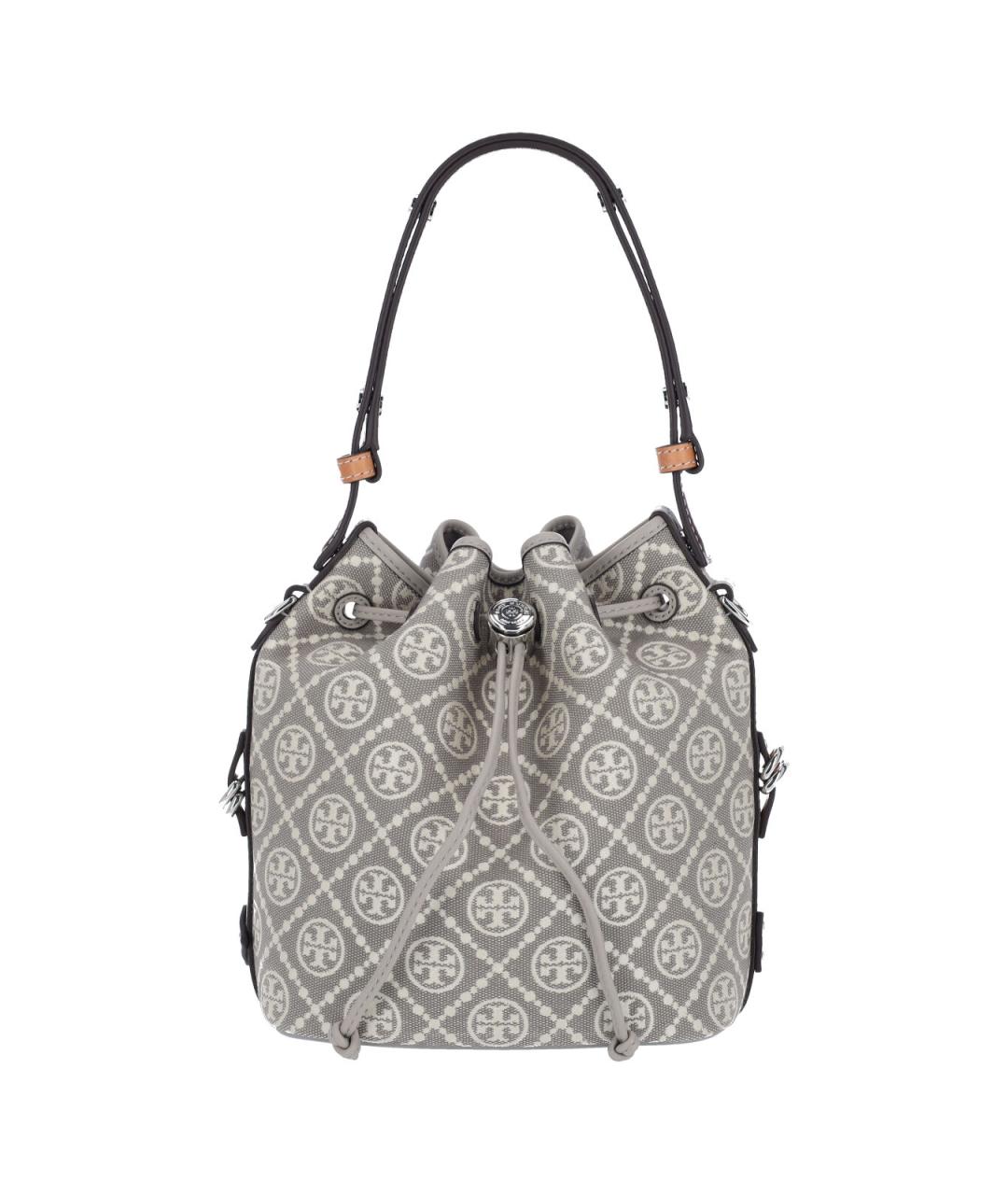 TORY BURCH Серая синтетическая сумка с короткими ручками, фото 1