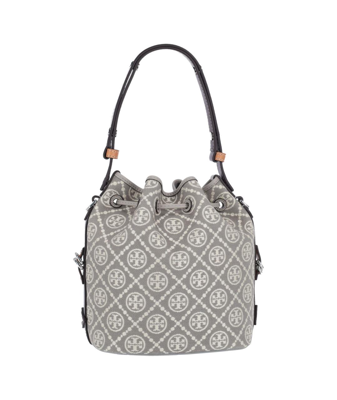 TORY BURCH Серая синтетическая сумка с короткими ручками, фото 3