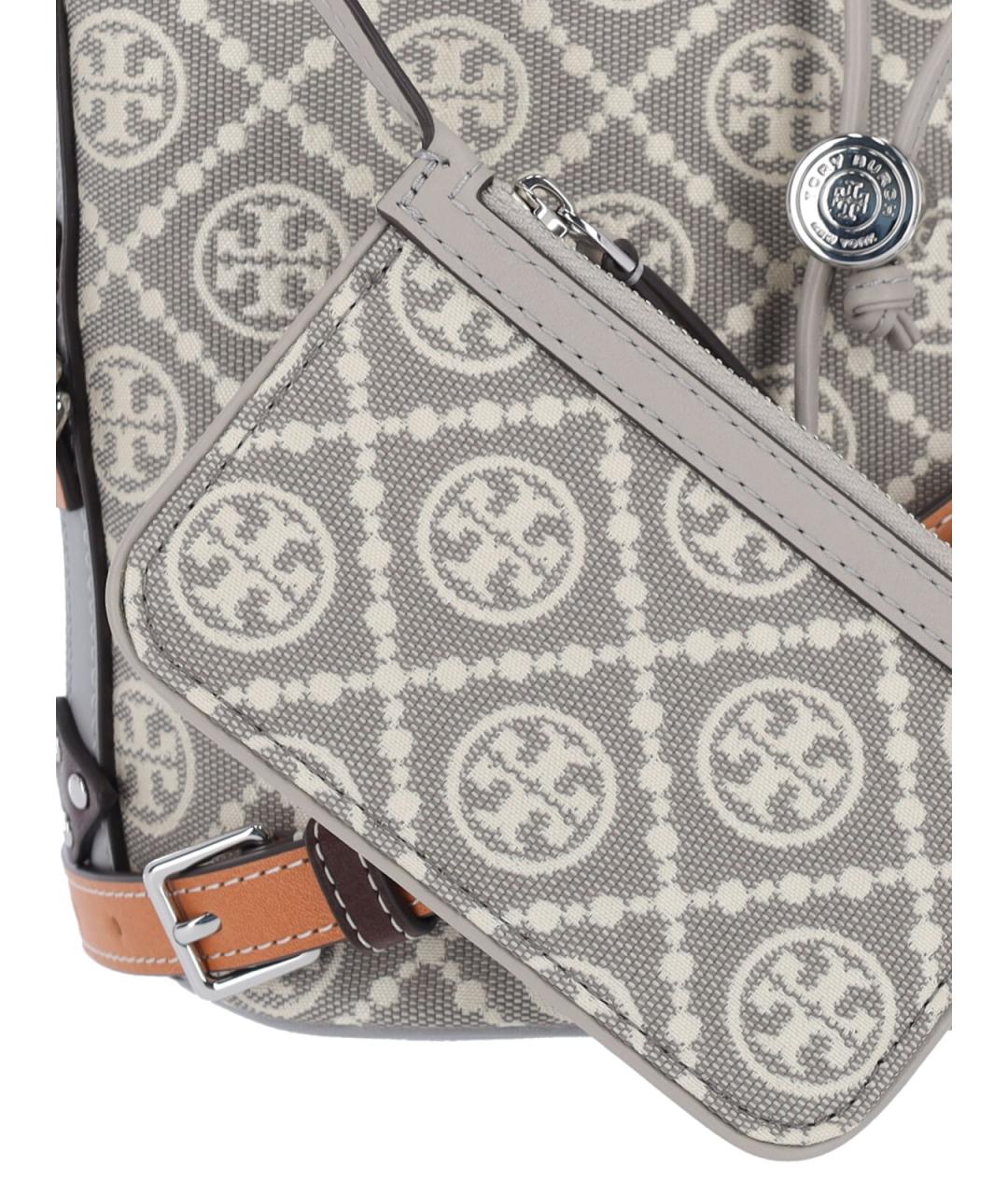 TORY BURCH Серая синтетическая сумка с короткими ручками, фото 4