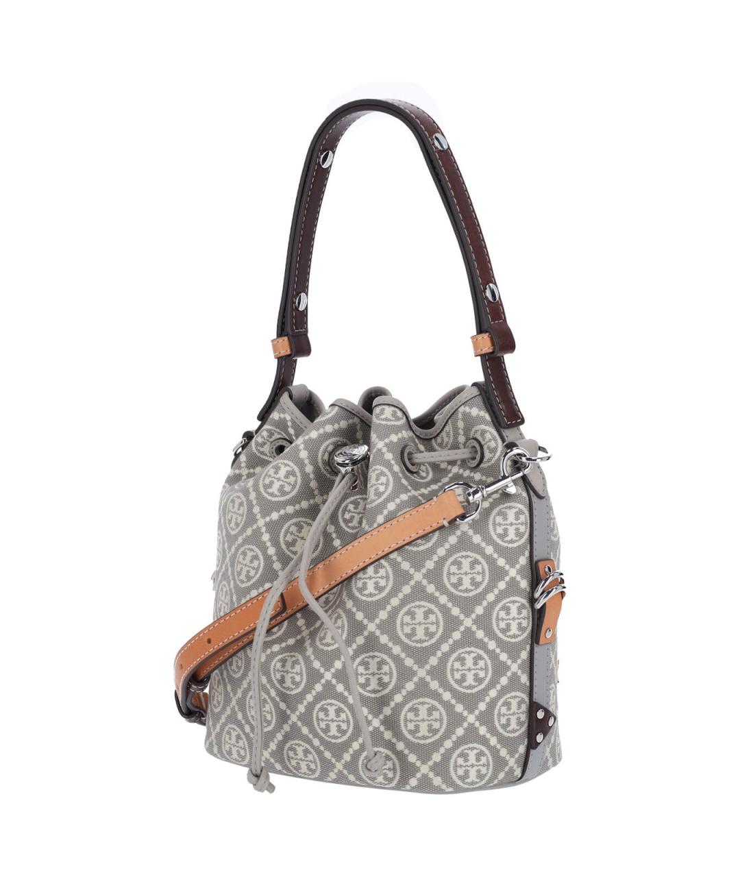 TORY BURCH Серая синтетическая сумка с короткими ручками, фото 2