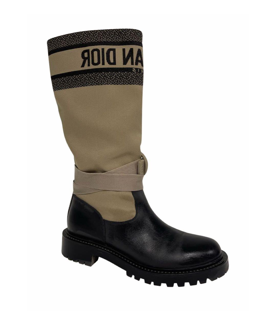 CHRISTIAN DIOR Бежевые кожаные сапоги, фото 7