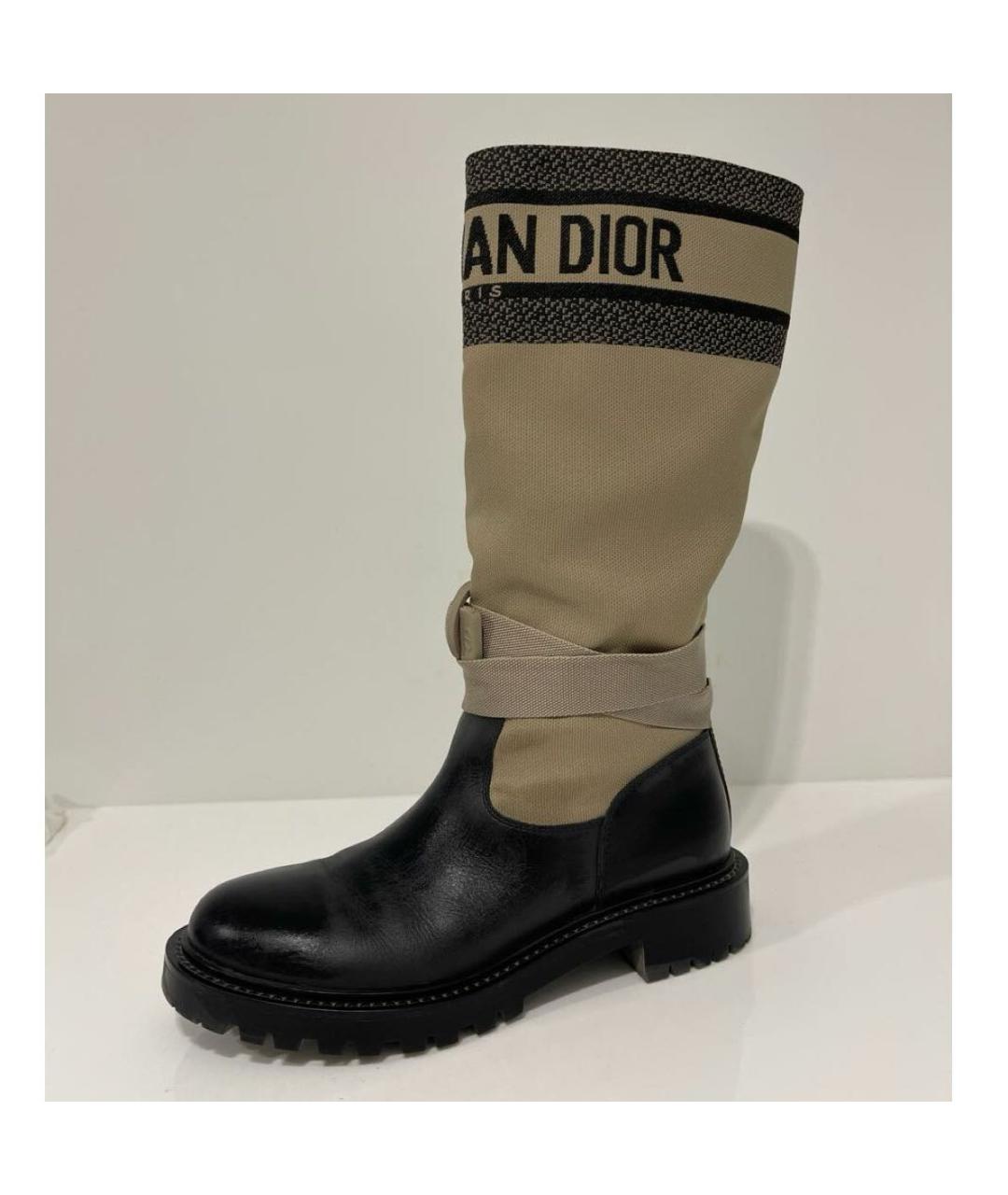 CHRISTIAN DIOR Бежевые кожаные сапоги, фото 5