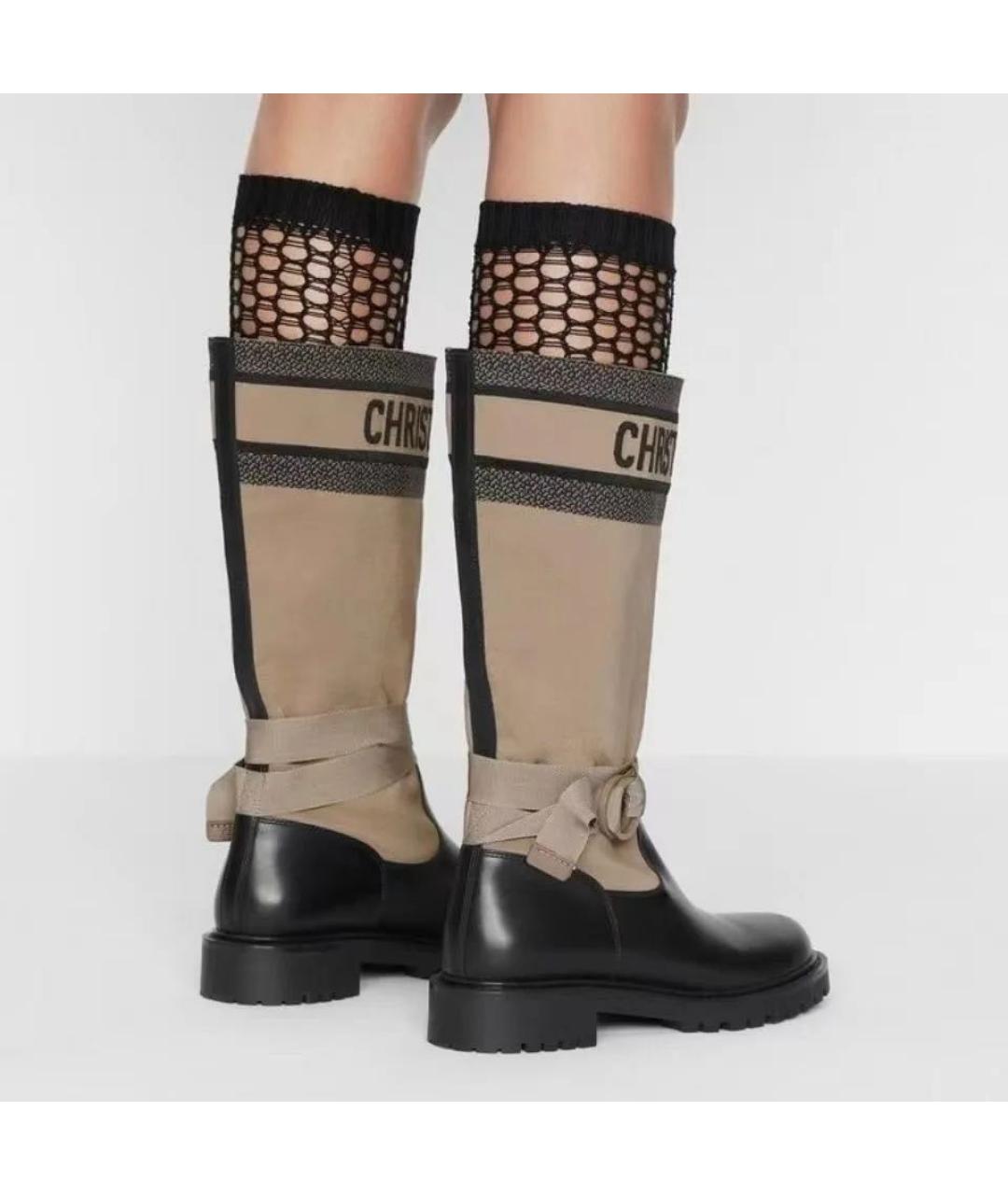 CHRISTIAN DIOR Бежевые кожаные сапоги, фото 6