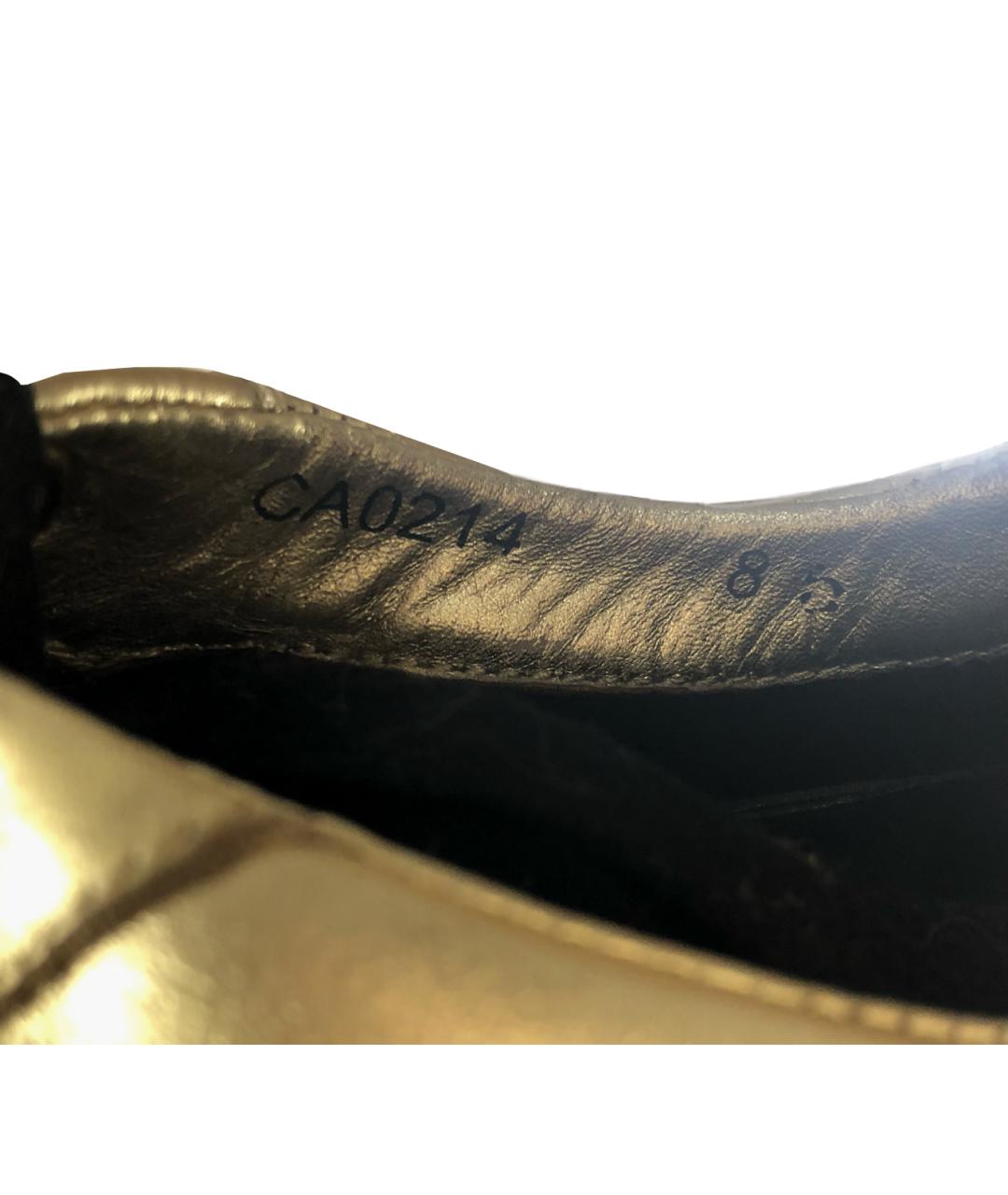 DOLCE&GABBANA Золотые текстильные низкие кроссовки / кеды, фото 4