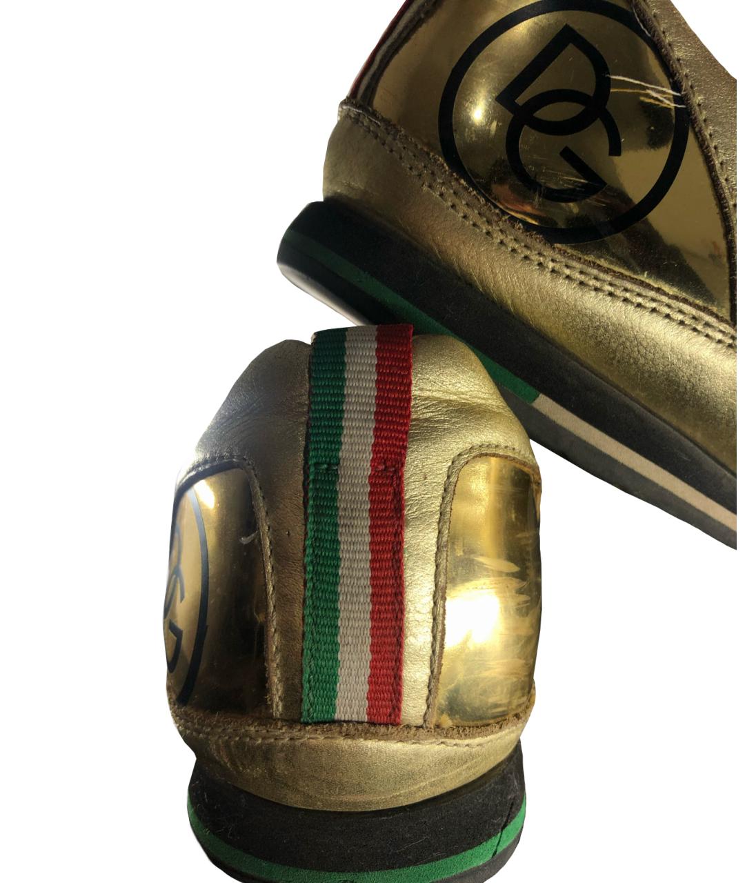 DOLCE&GABBANA Золотые текстильные низкие кроссовки / кеды, фото 6