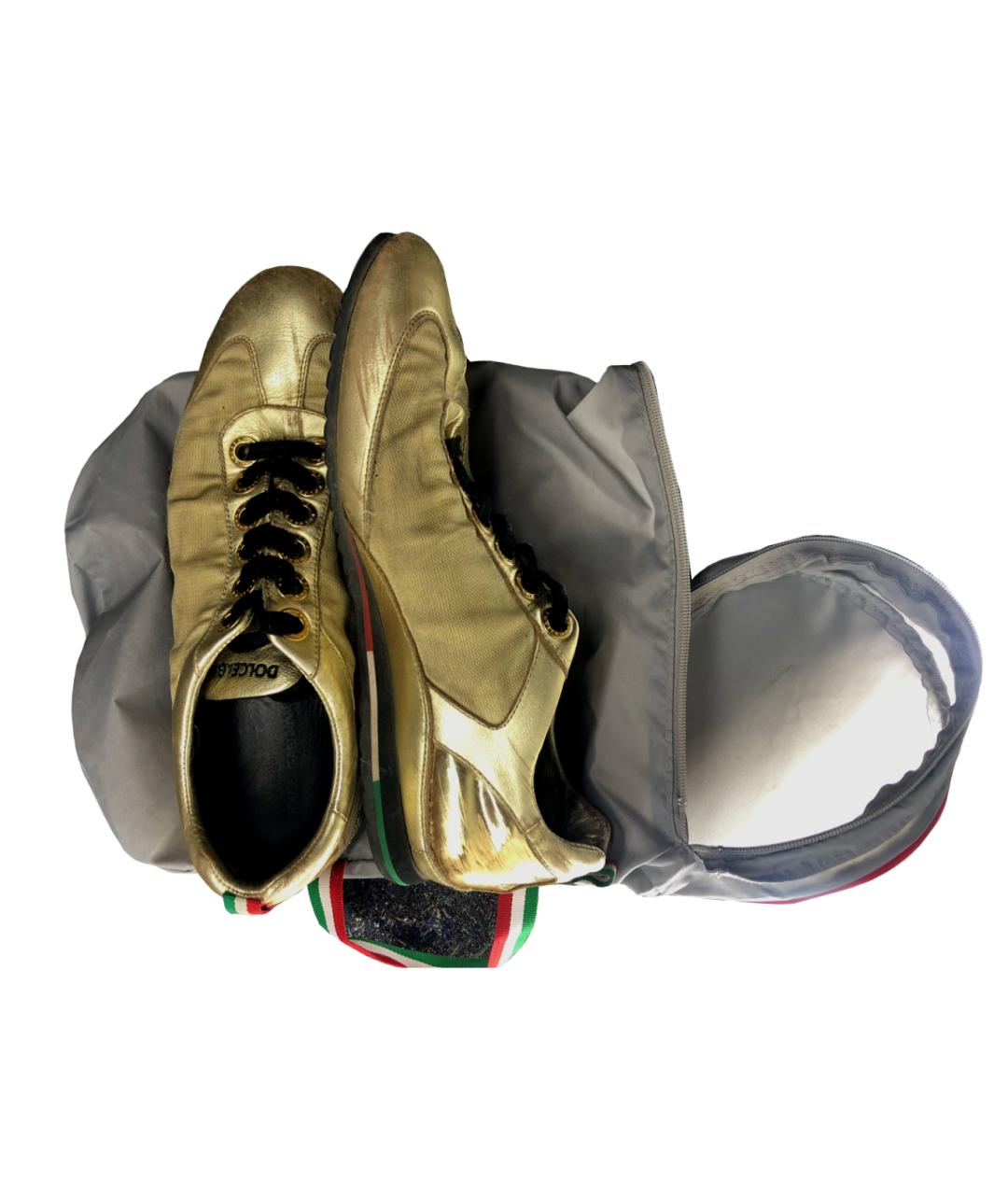 DOLCE&GABBANA Золотые текстильные низкие кроссовки / кеды, фото 5