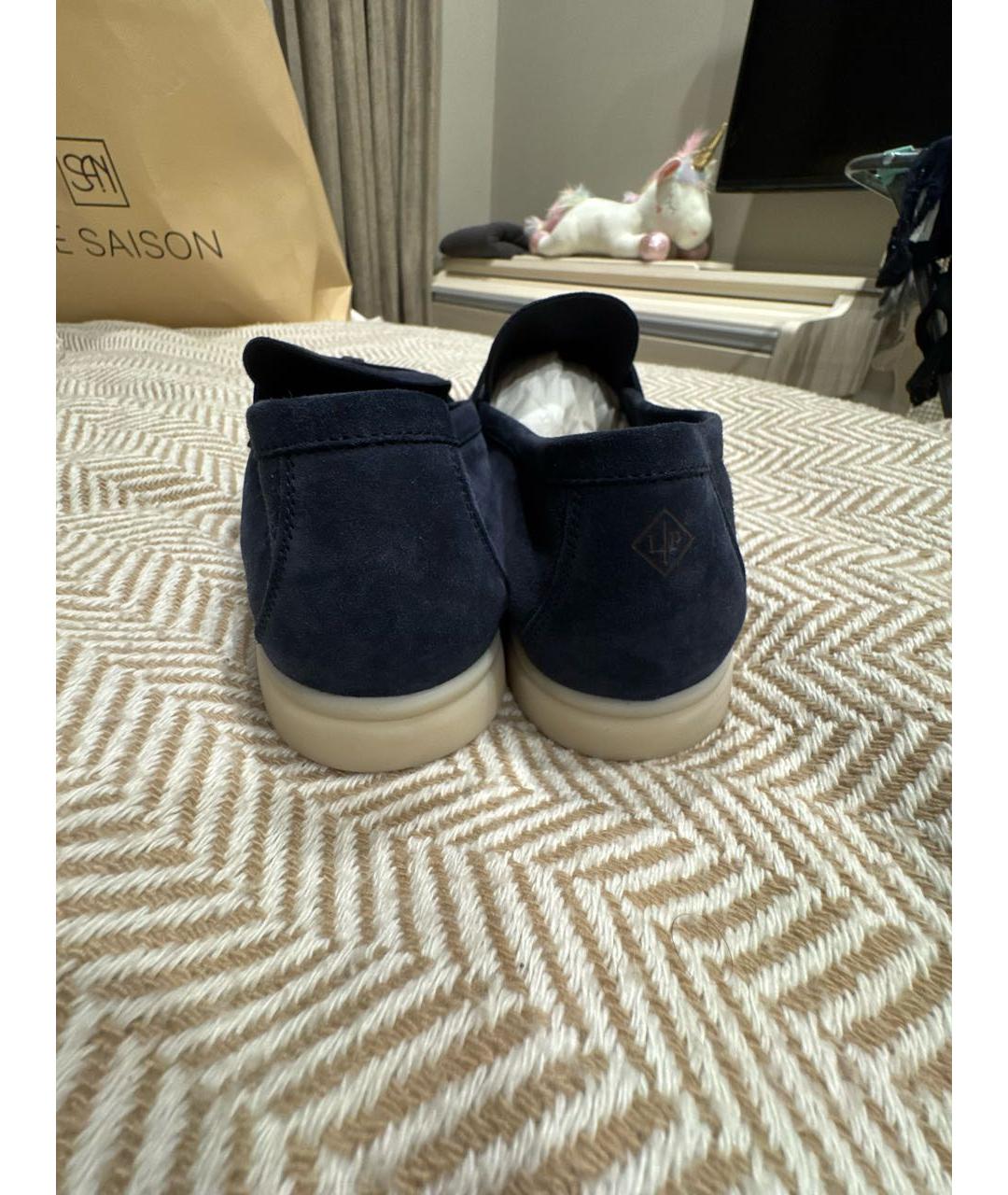 LORO PIANA Темно-синие замшевые лоферы, фото 4