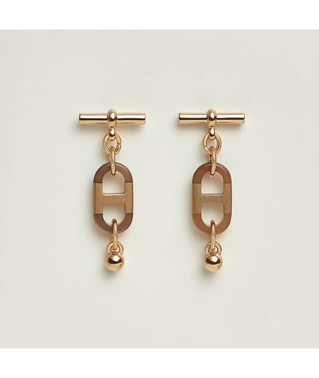 HERMES Золотые металлические серьги, фото 3