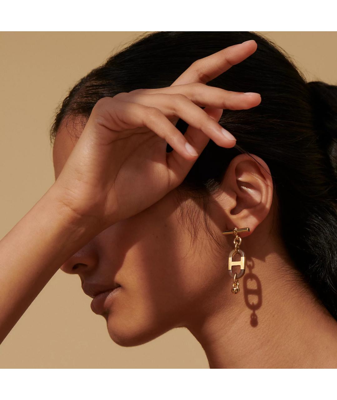 HERMES Золотые металлические серьги, фото 2