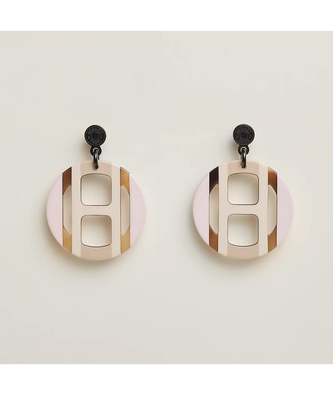 HERMES Бежевые кожаные серьги, фото 4