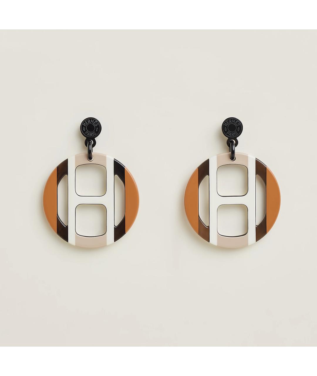 HERMES Бежевые кожаные серьги, фото 3