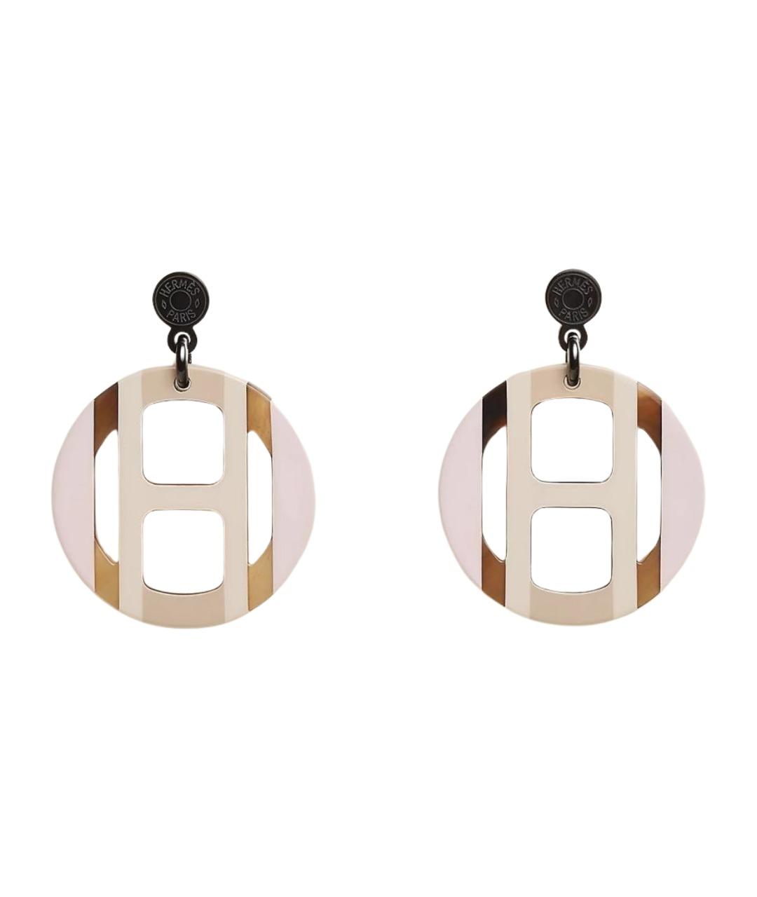 HERMES Бежевые кожаные серьги, фото 1