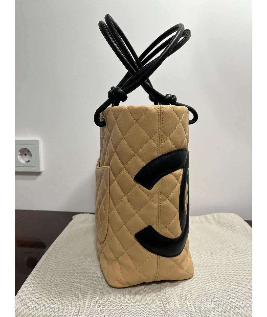 CHANEL Бежевая кожаная сумка тоут, фото 4