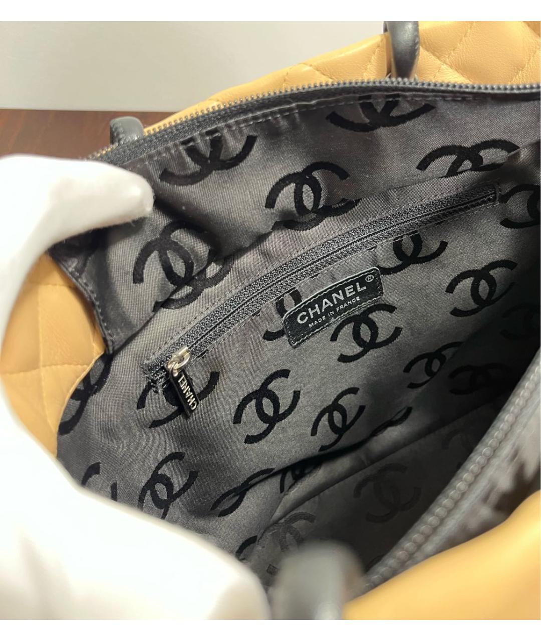 CHANEL Бежевая кожаная сумка тоут, фото 7