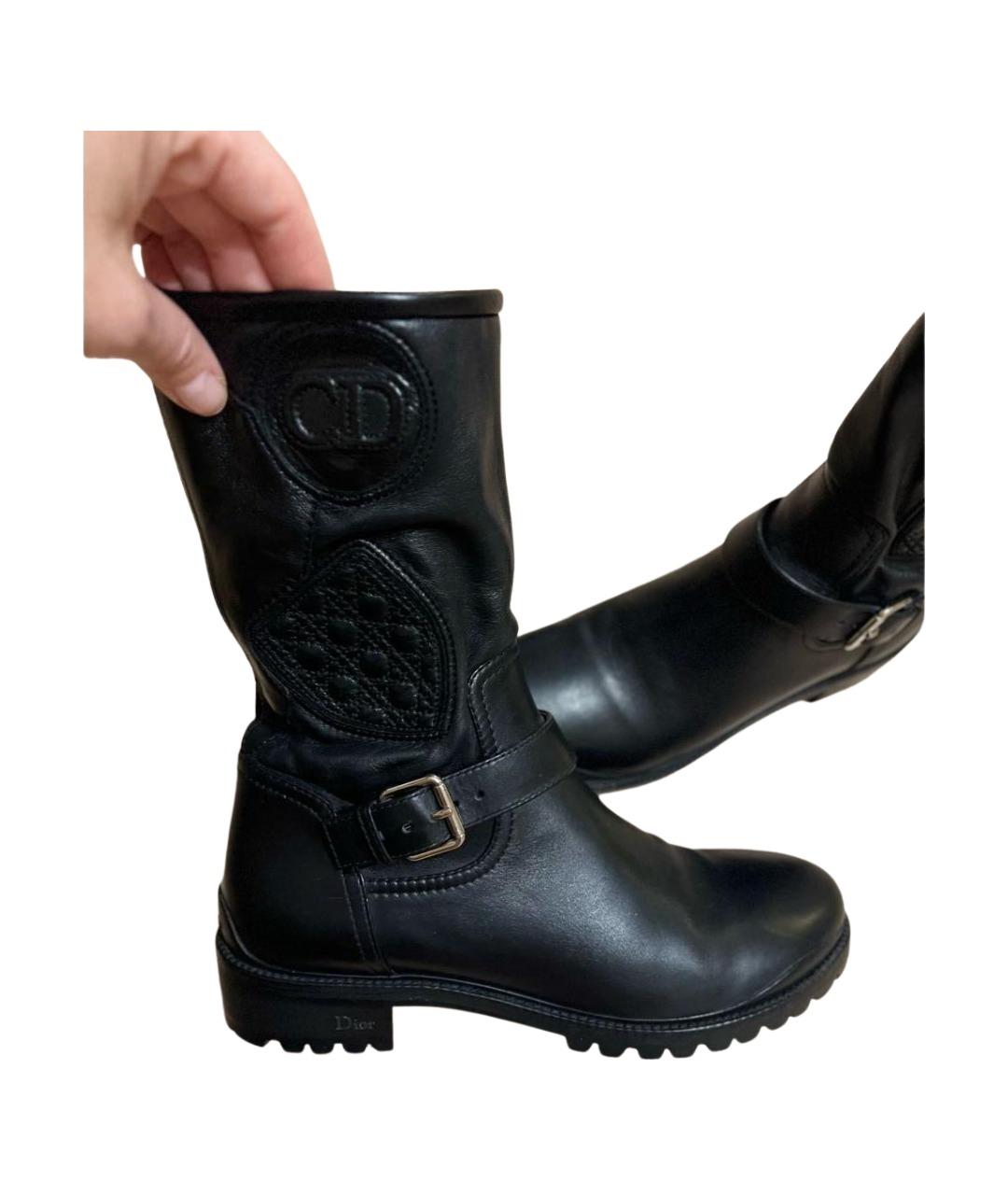 CHRISTIAN DIOR Черные кожаные полусапоги, фото 9
