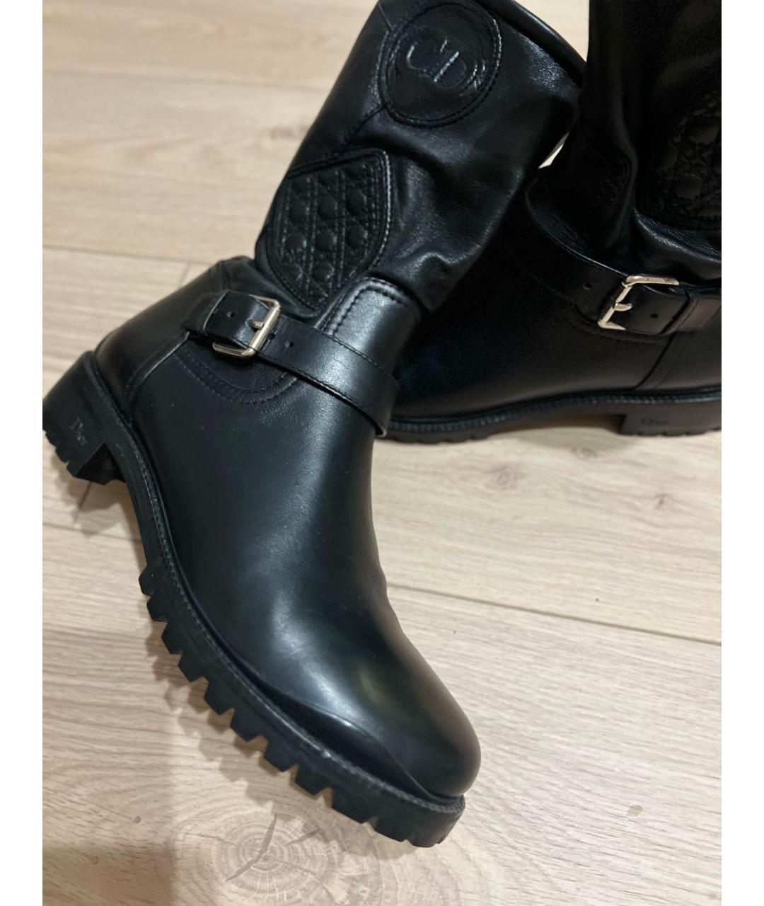 CHRISTIAN DIOR Черные кожаные полусапоги, фото 7