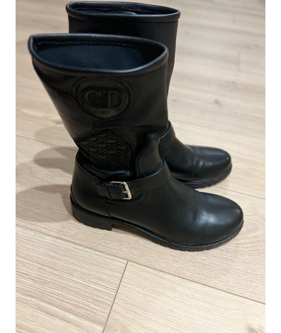 CHRISTIAN DIOR Черные кожаные полусапоги, фото 3