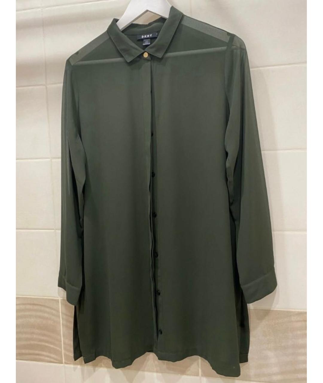 DKNY Хаки полиэстеровая блузы, фото 9