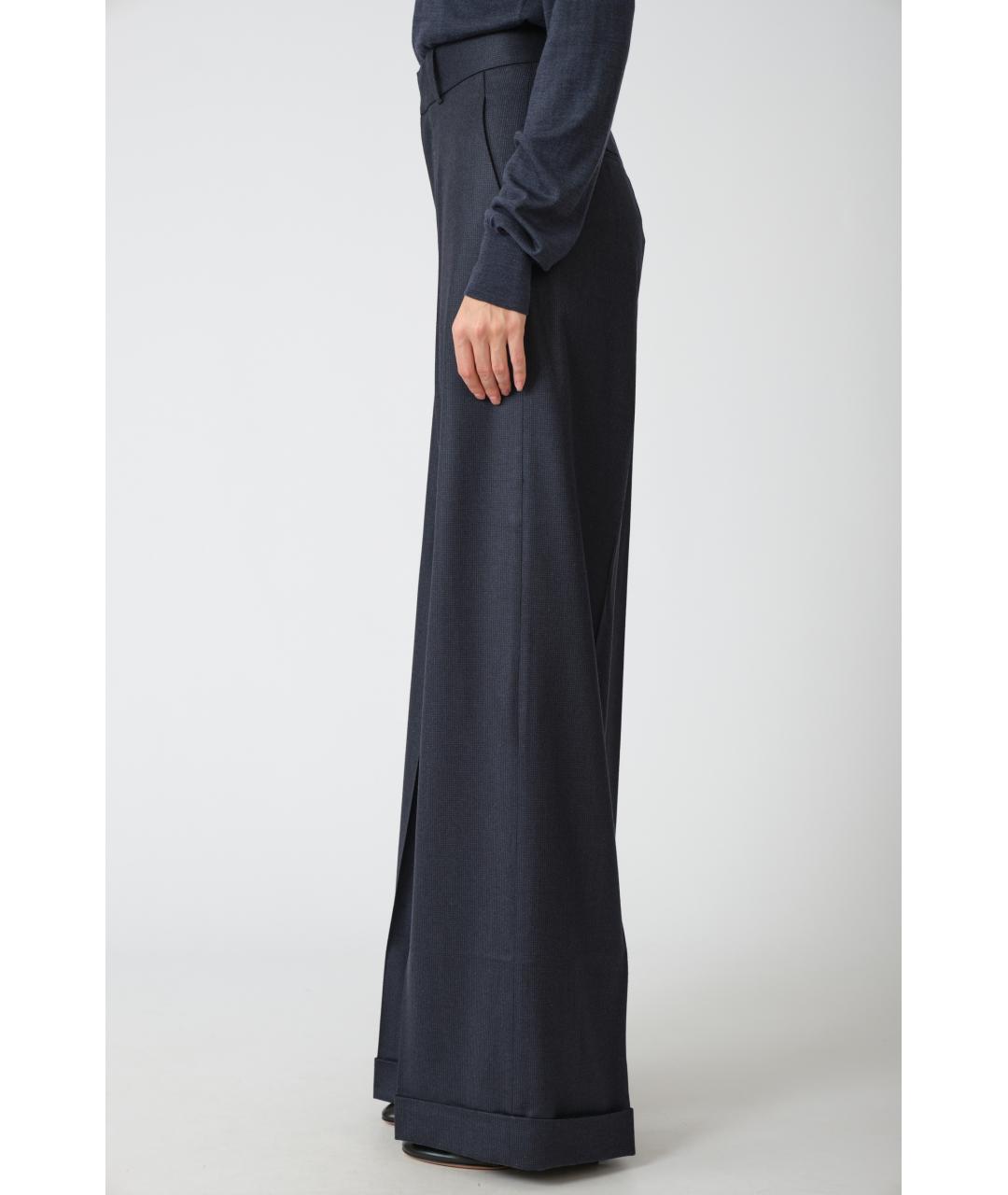 PETAR PETROV Темно-синие шерстяные прямые брюки, фото 4