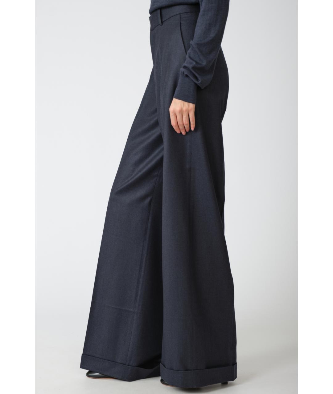 PETAR PETROV Темно-синие шерстяные прямые брюки, фото 3