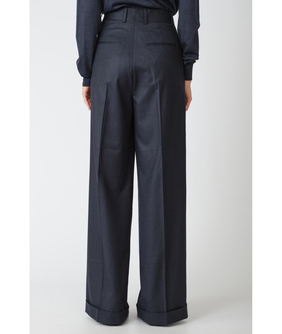 PETAR PETROV Темно-синие шерстяные прямые брюки, фото 5